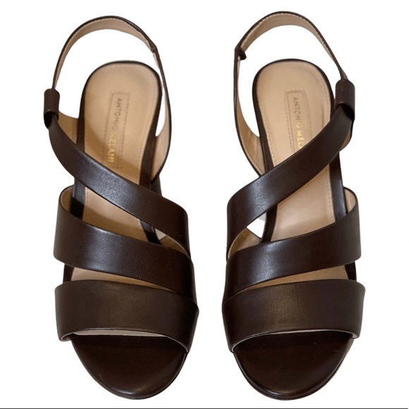 🔥CLOSET CLEAROUT🔥 ANTONIO MELANI Brown Layren Leather Heels - Picture 1 of 4